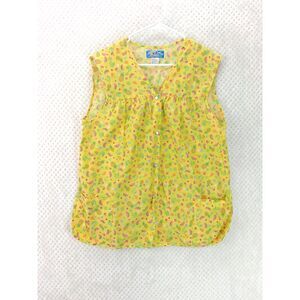 Vtg Moon Dance Sleeveless Snap-Front Cobbler Apron Smock Top Women's 1X Yellow